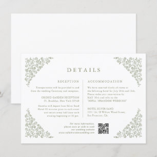Simple Delicate Floral Timeless Sage Green Details Enclosure Card