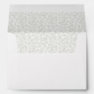 Simple Delicate Floral Timeless Sage Green Wedding Envelope