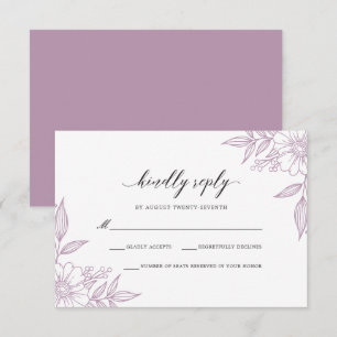Simple Delicate Floral Wedding Lavender RSVP Card
