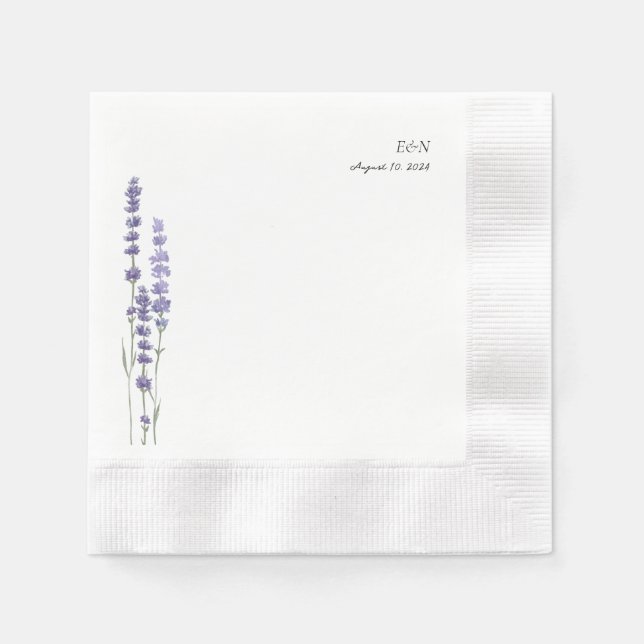Simple Delicate French Lavender Wedding Napkin (Front)