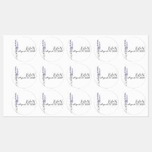 Simple Delicate French Lavender Wedding Stickers