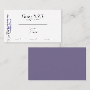 Simple Delicate Lavender Meal Choice Wedding RSVP Enclosure Card