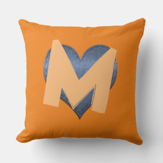 Simple Denim Heart Funny Custom Monogram Cushion