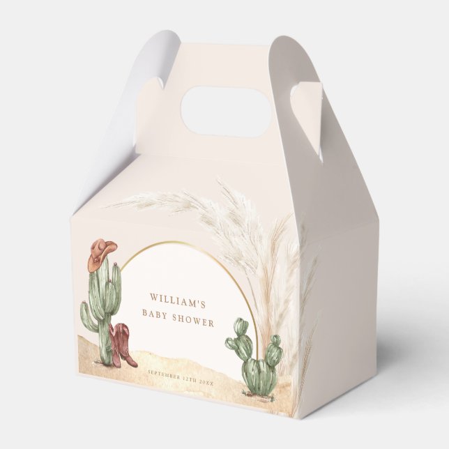 Simple Desert Boho Cactus Arch Baby Shower  Favour Box (Front Side)