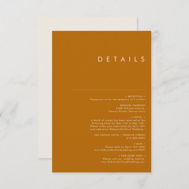 Simple Desert | Burnt Orange Details Enclosure Card (Front/Back)