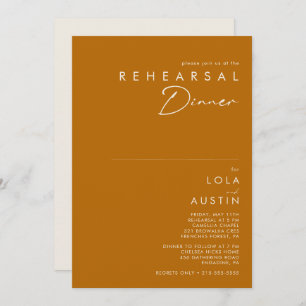 Simple Desert   Burnt Orange Rehearsal Dinner Invitation