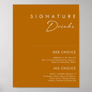 Simple Desert   Burnt Orange Signature Drinks Sign