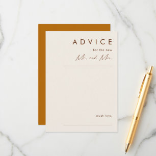 Simple Desert   Burnt Orange Wedding Advice Card