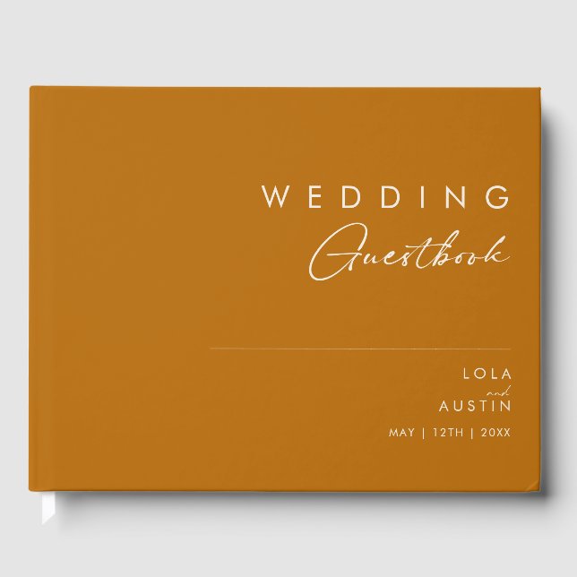 Simple Desert | Burnt Orange Wedding Guest Book (Front)