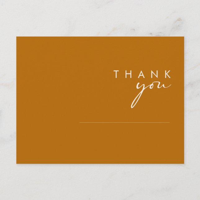 Simple Desert | Burnt Orange Wedding Thank You Pos Postcard (Front)