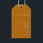 Simple Desert | Burnt Orange Wedding Welcome Gift Tags<br><div class="desc">These Simple Desert | Burnt Orange wedding welcome gift tags are exactly what you're looking for to complete your modern rustic boho wedding. Perfect for either a vintage minimalist western vibe or a retro fall bohemian feel. The minimal natural white script truly pops with this colourful autumn background. You can...</div>