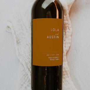 Simple Desert   Burnt Orange Wedding Wine Label