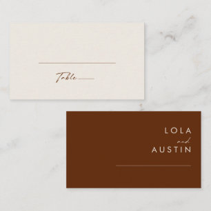 Simple Desert   Dark Cinnamon Flat Wedding Place Card