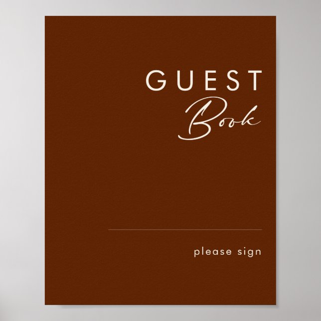 Simple Desert | Dark Cinnamon Guest Book Sign (Front)