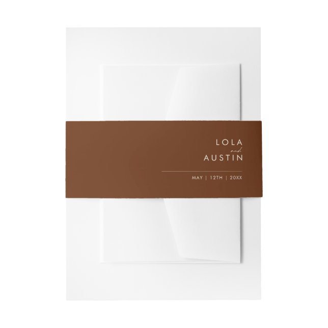 Simple Desert | Dark Cinnamon Invitation Belly Band (Front Example)