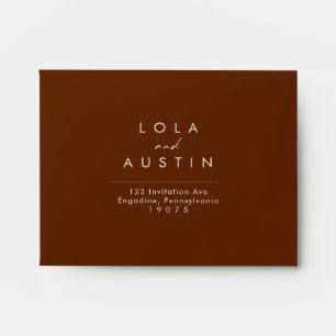 Simple Desert   Dark Cinnamon self-addressed RSVP Envelope