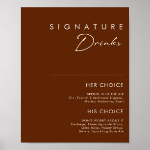 Simple Desert Dark Cinnamon Signature Drinks Sign