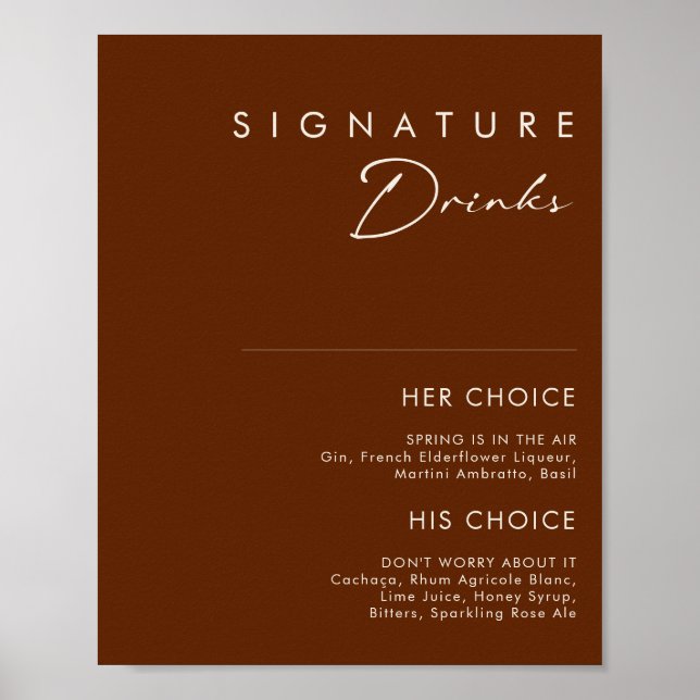 Simple Desert Dark Cinnamon Signature Drinks Sign (Front)