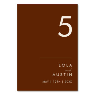 Simple Desert Dark Cinnamon Table Number