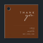 Simple Desert | Dark Cinnamon Thank You Favour Tag<br><div class="desc">These Simple Desert | Dark Cinnamon thank you favour tags are exactly what you're looking for to complete your modern rustic boho wedding. Perfect for either a vintage minimalist western vibe or a retro fall bohemian feel. The minimal natural white script truly pops with this colourful autumn background. You can...</div>