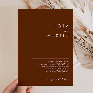 Simple Desert   Dark Cinnamon Wedding Invitation