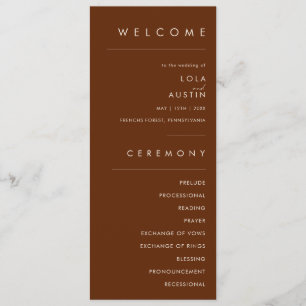 Simple Desert Dark Cinnamon Wedding Program Programme