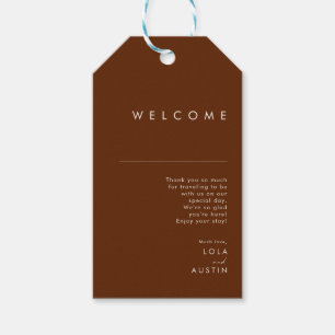 Simple Desert Dark Cinnamon Wedding Welcome Gift Tags