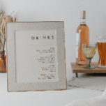 Simple Desert | Natural White Drinks Menu Sign<br><div class="desc">This Simple Desert | Natural White drinks menu sign is exactly what you're looking for to complete your modern rustic boho wedding. Perfect for either a vintage minimalist western vibe or a retro fall bohemian feel. The minimal dark cinnamon script truly pops with this autumn background. You can choose to...</div>