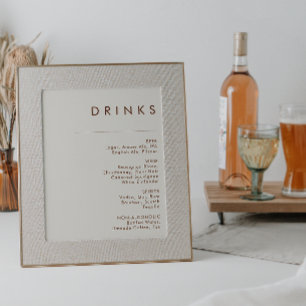 Simple Desert Natural White Drinks Menu Sign