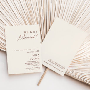 Simple Desert Natural White Elopement Announcement