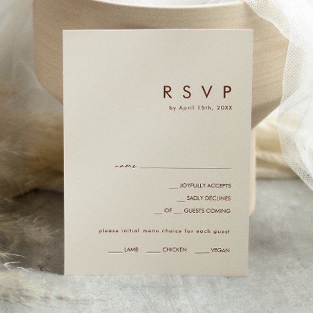 Simple Desert Natural White Menu Choice RSVP Card (Creator Uploaded)