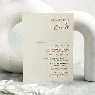 Simple Desert   Natural White Schedule of Events Enclosure Card