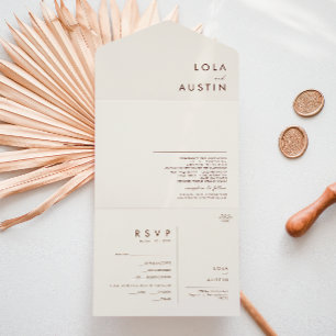 Simple Desert Natural White Seal and Send All In One Invitation