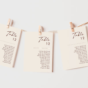 Simple Desert Natural White Table Number Chart