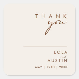 Simple Desert   Natural White Thank You Wedding Square Sticker