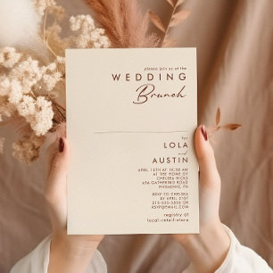 Simple Desert   Natural White Wedding Brunch Invitation