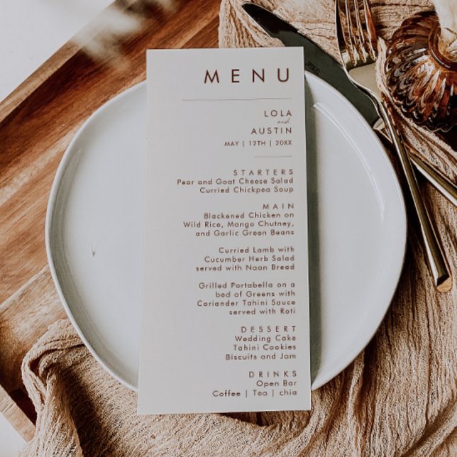 Simple Desert | Natural White Wedding Dinner Menu (Creator Uploaded)