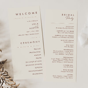 Simple Desert Natural White Wedding Program Programme