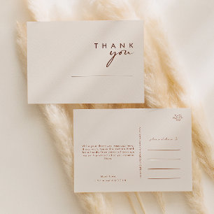 Simple Desert Natural White Wedding Thank You Postcard