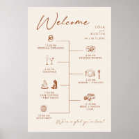 Simple Desert Natural White Wedding Timeline Sign