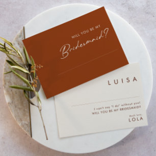 Simple Desert Terracotta Bridesmaid Proposal card 