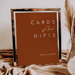 Simple Desert | Terracotta Cards and Gifts Sign<br><div class="desc">This Simple Desert | Terracotta cards and gifts sign is exactly what you're looking for to complete your modern rustic boho wedding. Perfect for either a vintage minimalist western vibe or a retro fall bohemian feel. The minimal natural white script truly pops with this colorful autumn background. You can choose...</div>