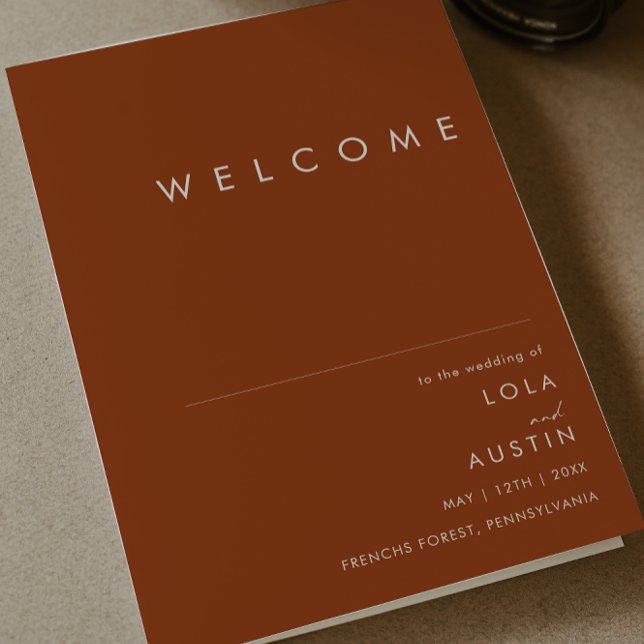 Simple Desert | Terracotta Folded Wedding Program Programme (Creator Uploaded)