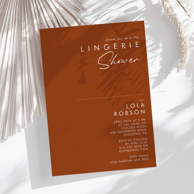 Simple Desert | Terracotta Lingerie Shower Invitation (Creator Uploaded)