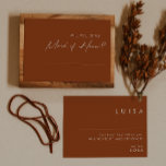 Simple Desert Terracotta Maid of Honour Card<br><div class="desc">This Simple Desert terracotta maid of honour card is exactly what you're looking for to complete your modern rustic boho wedding. Perfect for either a vintage minimalist western vibe or a retro fall bohemian feel. The minimal dark cinnamon script truly pops with this autumn background. You can choose to keep...</div>