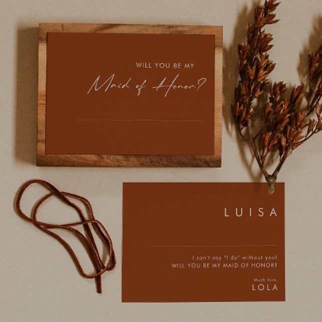 Simple Desert Terracotta Maid of Honour Card (Creator Uploaded)