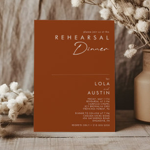 Simple Desert   Terracotta Rehearsal Dinner Invitation