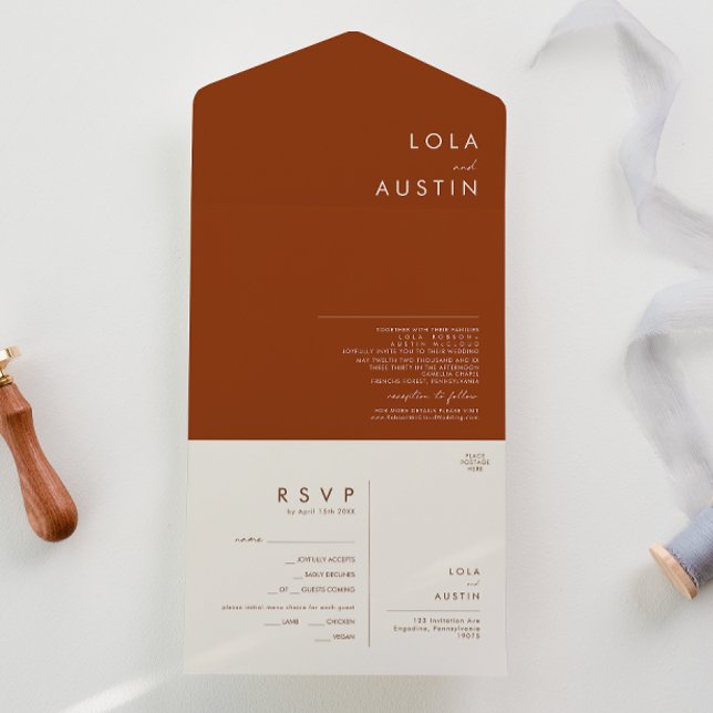 Simple Desert | Terracotta Seal and Send All In One Invitation (Creator Uploaded)