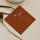 Simple Desert | Terracotta Thank You Favour Tags<br><div class="desc">These Simple Desert | Terracotta thank you favour tags are exactly what you're looking for to complete your modern rustic boho wedding. Perfect for either a vintage minimalist western vibe or a retro fall bohemian feel. The minimal natural white script truly pops with this colourful autumn background. You can choose...</div>