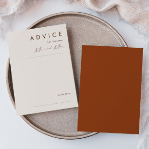 Simple Desert Terracotta Wedding Advice Card